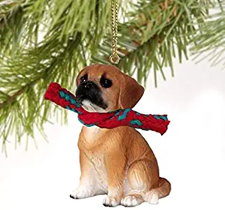 Puggle Tiny Miniature One Christmas Ornament Brown - DELIGHTFUL!