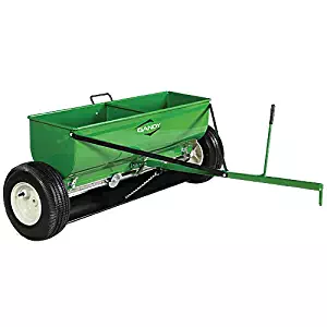 Gandy Towable Drop Spreader with Steel Hopper and Pneumatic Tires - 120 Pound Capacity, Green