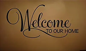 Welcome To Our Home Scroll Vinyl Wall 13x28 Window Decal Sticker Home Decor