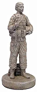 Solid Rock Stoneworks Female Soldier Stone Statue 24in Tall Desert Sand Color