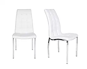 Faux Leather Dining Chairs Chrome and White (Set of 2)