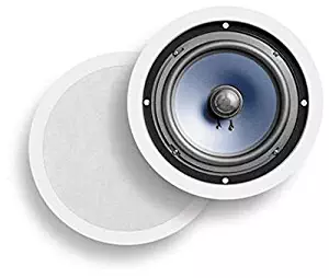 Polk Audio RC80i 2-way Premium In-Ceiling 8" Round Speakers, Set of 2 Perfect for Damp and Humid Indoor/Outdoor Placement - Bath, Kitchen, Covered Porches (White, Paintable Grille)