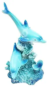 ShopForAllYou Figurines and Statues Marine Ocean Two Lover Dolphins Swimming Around Coral Reef Figurine Collectib.