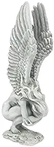 Design Toscano Remembrance and Redemption Angel Religious Garden Statue, Medium 15 Inch, Polyresin, Antique Stone