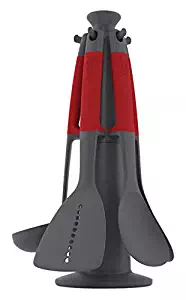 Joseph Joseph 10463 Elevate Carousel Nylon Kitchen Utensil Set with Rotating Storage Stand 5-piece Red