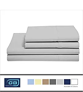 Sheet Set Full-XL Size 100 % Cotton Sheets 4 Piece Sheet Set 500 Thread Count Cotton Sheets BedSheet and Pillowcase Long Staple Cotton Sheet Breathable Cotton Sheets Light Grey Solid Sheet Set