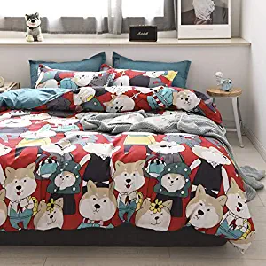 TOTORO Twin Bedding, Puppy Dog Print 3 Piece Duvet Cover Set with 1 Comforter Case and 2 Pillowcases, Super Soft Bed Set for Boys, Girls Teens