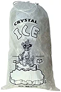 Crystal Clear Plastic Ice Bags with Cotton Draw String, 10 lb., Pack of 100