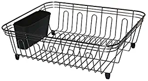 REAL HOME Innovations 14.18 by 17.52 by 5.36-Inch Dish Drainer, Large, Black Chrome