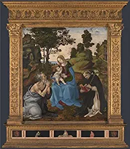 High Quality Polyster Canvas ,the Beautiful Art Decorative Canvas Prints Of Oil Painting 'Filippino Lippi - The Virgin And Child With Saints Jerome And Dominic,about 1485', 18x21 Inch / 46x53 Cm Is Best For Kids Room Decoration And Home Decoration And Gifts