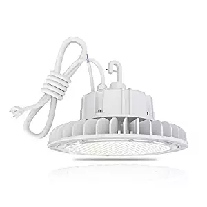 Hyperlite CES-LS-HBL-HERO-100W-H5K Hero LED High Bay Lighting 5000K 13,500lm CRI>80 1-10V Dimmable 5' Cable with 110V Plug Hanging Hook UL/DLC Approved IP65 for Bran Gas Station, 100W-13, White