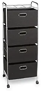 Essential Home Chrome/Black Sturdy Metal Shelving, Easy to Clean, Spot Clean 4-Drawer Wire Storage Cart