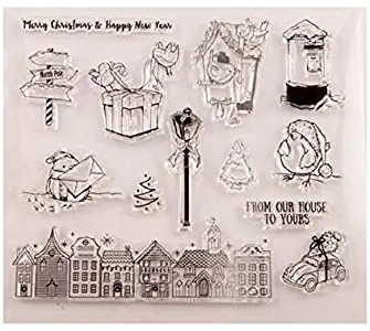 Welcome to Joyful Home 1pc Merry Christmas Owl Rubber Clear Stamp for Card Making Decoration and Scrapbooking