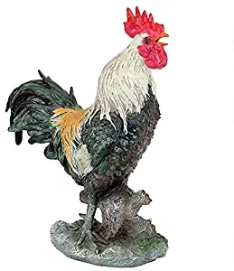 Design Toscano Cock-A-Doodle-Do Rooster Statue, Multicolored