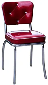 Richardson Seating 4240ZBU Button Tufted Retro Kitchen Chair and 2" Box Seat, Glittery Sparkle Red