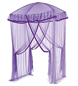 HearthSong Sparkling Lights Hanging Bed Canopy Play Tent with Interior LED Light String – Kid’s Bedroom Decor - Fits Twin to Queen Sized Beds - 58 x 50 - Purple