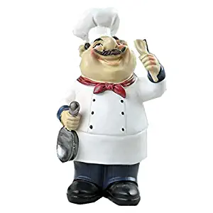 Homodic French Chef Figurine Cook Chef Collectible Statues with 4 Various Shape for Counter Top Restaurant Cafe Style 2
