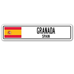 Granada, Spain Street Sign Spaniard Flag City Country Road Wall Gift