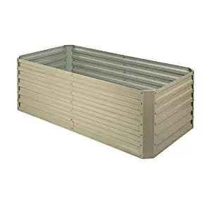 Blumfeldt High Grow Straight Raised Bed • Garden Bed • Flowers, Herbs and Vegetables • Expandable • 250 Gallons • Steel • Weather-Resistant • Snail Protection • Galvanized • Beige