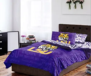 LSU Tigers Full Size Comforter & Sheets Set (NCAA 5 Piece Bedding)