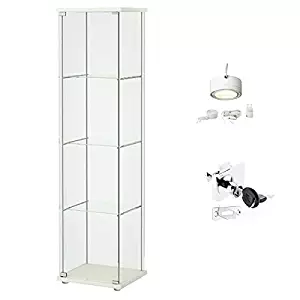 Ikea Detolf Glass Curio Display Cabinet White, Lockable, Light and Lock Included