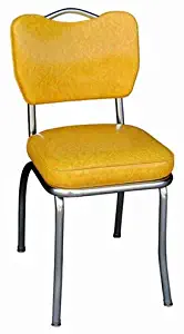 Richardson Seating Handle Back Chrome Diner Chair with 2" Box Seat, Cracked Ice Yellow