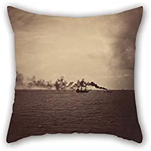 The Oil Painting Gustave Le Gray (French - Seascape With Sailing Ship And Tugboat Throw Cushion Covers Of 16 X 16 Inches / 40 By 40 Cm Decoration Gift For Teens Boys Dining Room Pub Birthday Loung