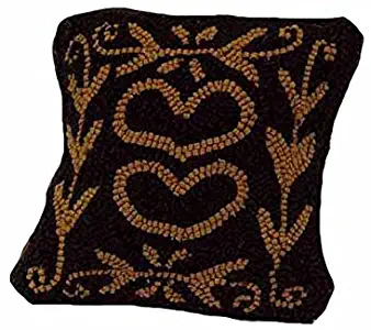 Home Collection by Raghu Colonial Heart Pillow, 14 by 14", Black and Mustard