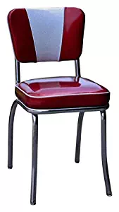 Richardson Seating 4220ZBU Retro V-Back Diner Chair with 2" Box Seat Sparkle Red/Glitter Silver