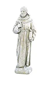 Solid Rock Stoneworks St Francis with Bird On Shoulder Statue 25in Tall Desert Sand Color