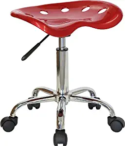 Flash Furniture Vibrant Wine Red Tractor Seat and Chrome Stool