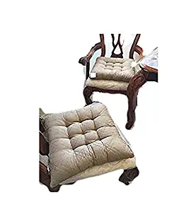 Large Size Set of 4 Peat / Taupe Soft Micro Suede Fully Quilted Dining Chair Cushion Pads 18x18"