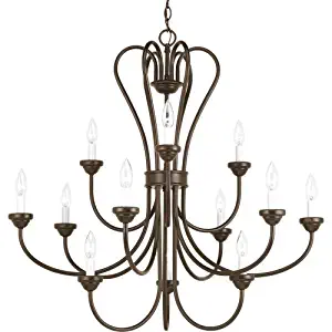 Progress Lighting P4686-20 Med 3-Tier Chandelier, 15-60-watt