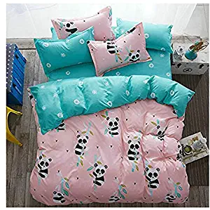 Bed Set 4pcs Bedding Set Duvet Cover No Comforter Flat Sheet Pillowcases Cartoon Animal China Panda Design Full Size 71"x86" Kids Adults Teens Sheet Sets (Full, Small Panda)