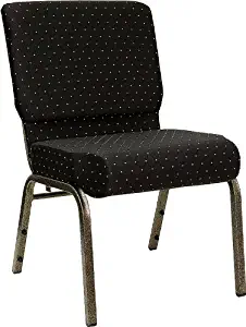 Flash Furniture HERCULES Series 21''W Stacking Church Chair in Black Dot Patterned Fabric - Gold Vein Frame