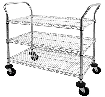 Sandusky Lee MWS362438 Adjustable Wire Shelf Cart with Pull Handle, 800 lb. Maximum Capacity, 36" Width x 38" Height x 24" Depth, Chrome