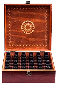 Beautiful Essential Oil Storage Box Organizer - Holds 36 Bottles 5-10-15-30ML & 1oz Or 72 Roller Bottles - Free Roller Bottle Opener & 192 EO Labels - Wooden Oil Case Holder