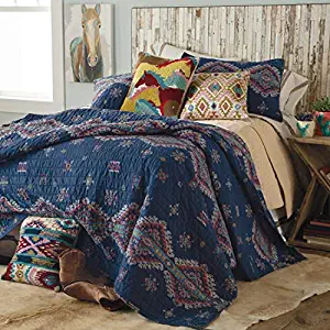 River Wild Southwest Denim Horse Aztec Quilt, Full/Queen