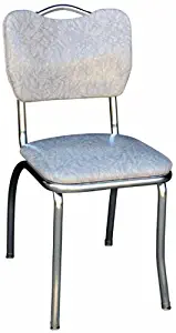 Richardson Seating Handle Back Chrome Diner Chair with 1" Pulled Seat, Cracked Ice Gray