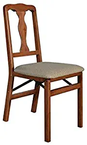 Stakmore Queen Anne Wood Folding Chairs with Upholstered Seat - Set of 2 Color - Cherry