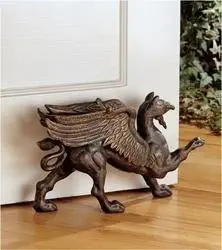 Bronze Finished Foundry Iron Griffin Victorian Antique Bookend/ Doorstop