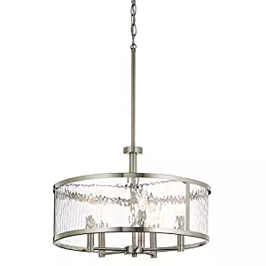 Kichler Marita 20-in Brushed Nickel Industrial Hardwired Multi-Light Clear Glass Cylinder Pendant