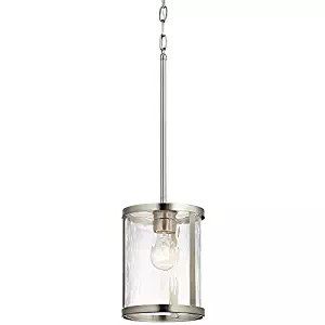 Kichler Marita 7-in Brushed Nickel Industrial Hardwired Mini Clear Glass Cylinder Pendant