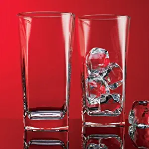 Home Essentials 590 Set of 444; Red Series Square 16 Oz Highball Glasses