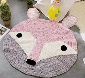 Best Design Hand Knit Animal Mats Fox Rabbit Bear Wool Blanket Children S Floor Mat, Vintage Baby Blankets - Baby Blanket D, Baby Room Carpet, Footprint Fabric, Kids Pillow Blankets