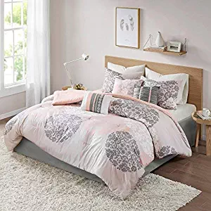 Home Essence Springfield Lightweight All Season Goose Down Alternative Fill 7 Piece Comforter Set Bedding, Queen, Brown/Coral