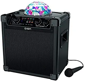 ION Audio Party Rocker Plus | Portable Bluetooth Party Speaker System & Karaoke Machine with Built-In Rechargeable Battery, App-Controlled Party Light Display & Microphone