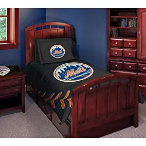 The Northwest Company New York Mets MLB Twin Sized Bed Set - Includes Comforter and 2 Pillow Shams