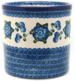 Polish Pottery Utensil Holder - Blue Poppy