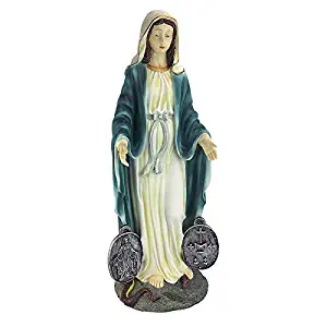 Design Toscano Miraculous Medal Madonna Italian Style Religious Garden Statue, 23 Inch, Polyresin, Full Color